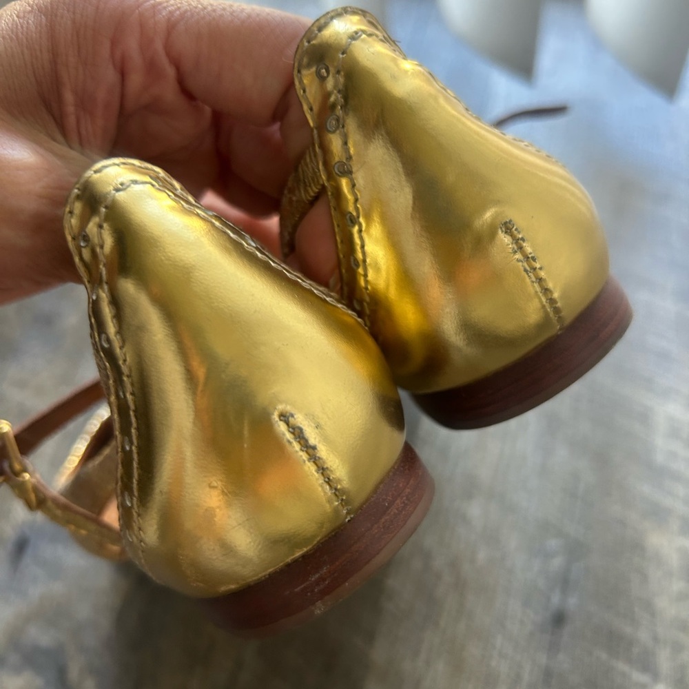 Tory Burch Gold Glitter Flats with Strap - Picture 5 of 10